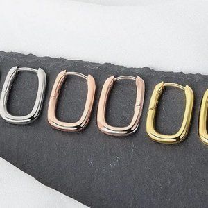 silver, gold, and rose gold hoop earrings very secure